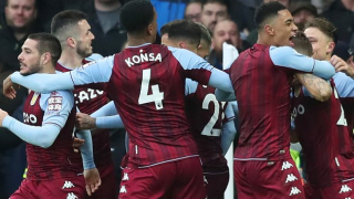 Aston Villa defender Ezri Konsa throws down at teammates