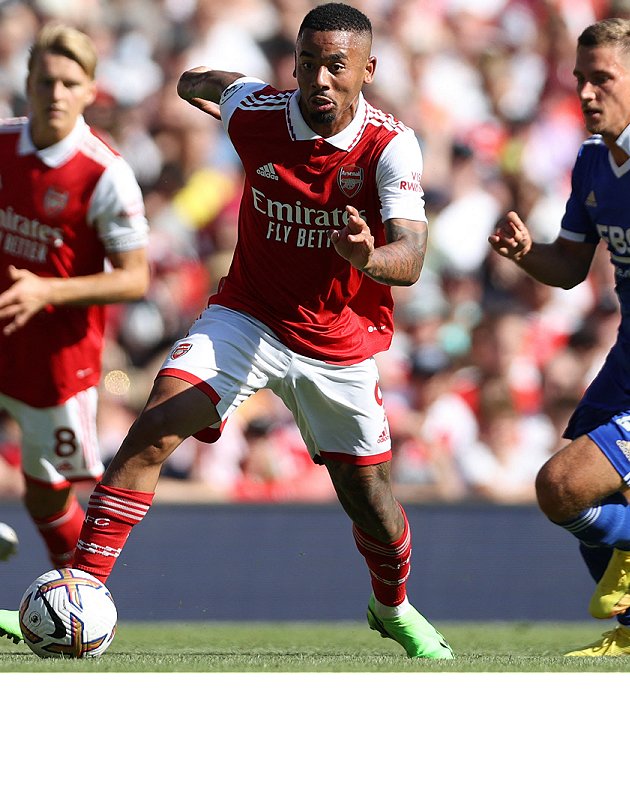 Arsenal forward Gabriel Jesus hits training pitch
